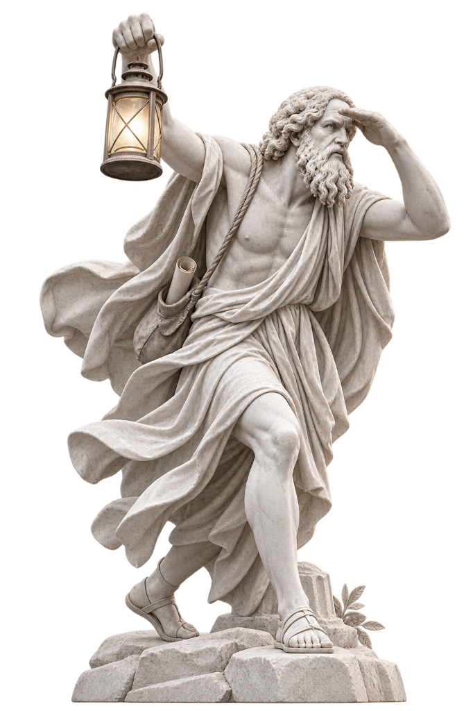 SEO Discovery Searching Philosopher Statue